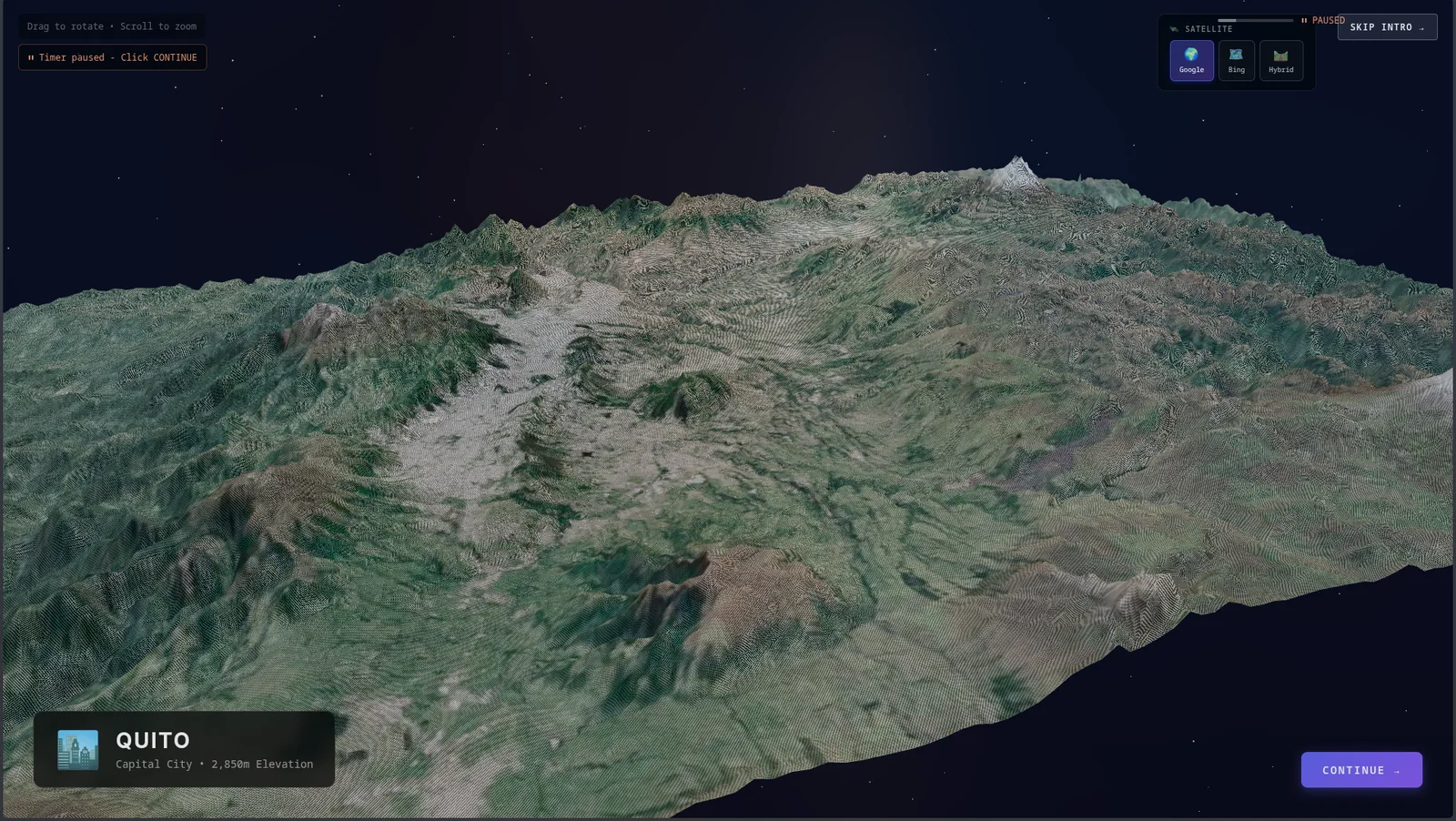 Apogee 3D terrain view of Quito